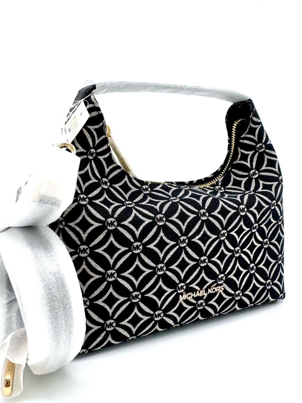 Michael Kors Ember Small Logo Jacquard Messenger Bag Black